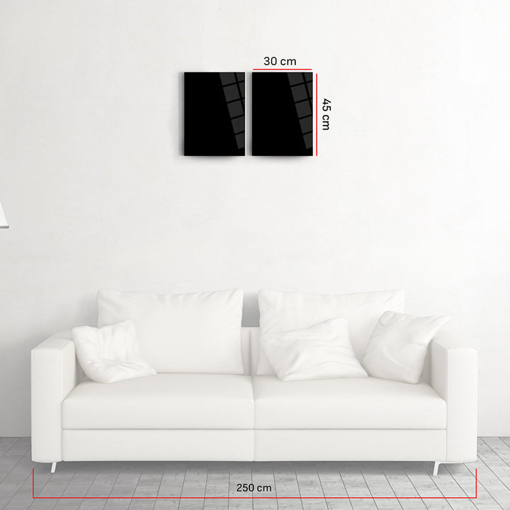 Gri Fon 2'li Set Cam Tablo