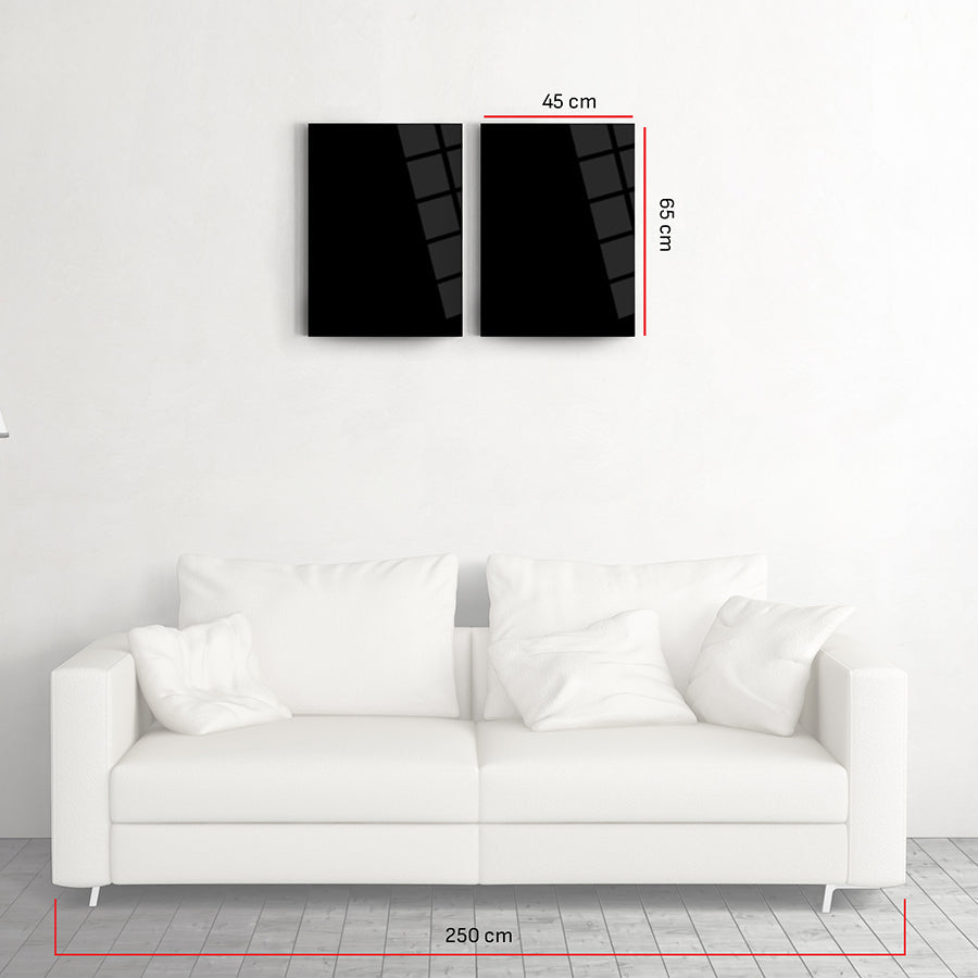 Gri Fon 2'li Set Cam Tablo