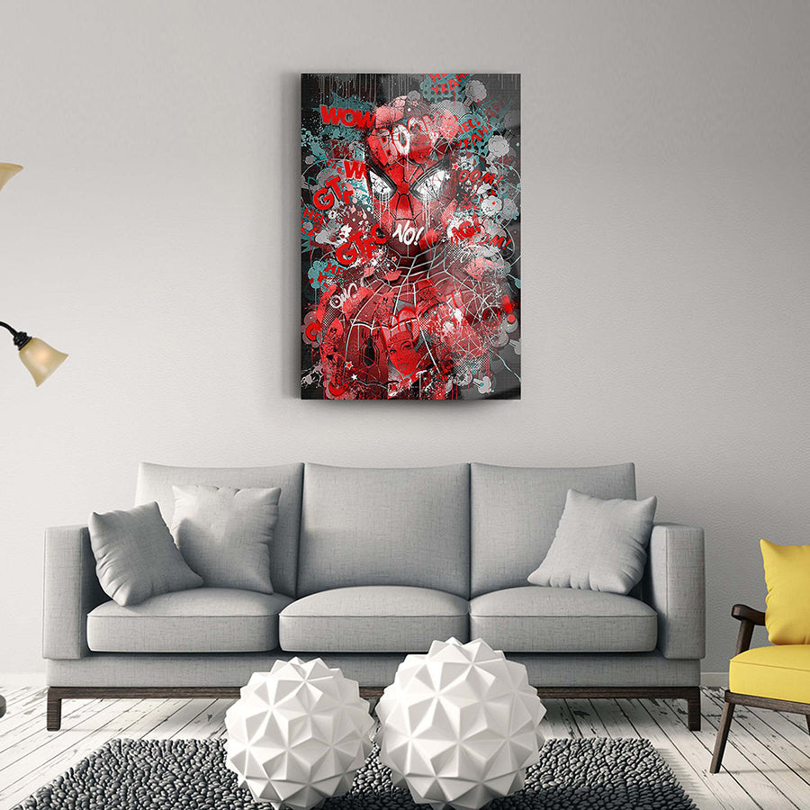 Örümcek Adam Komik Cam Tablo