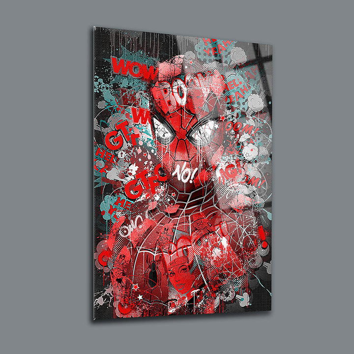 Örümcek Adam Komik Cam Tablo