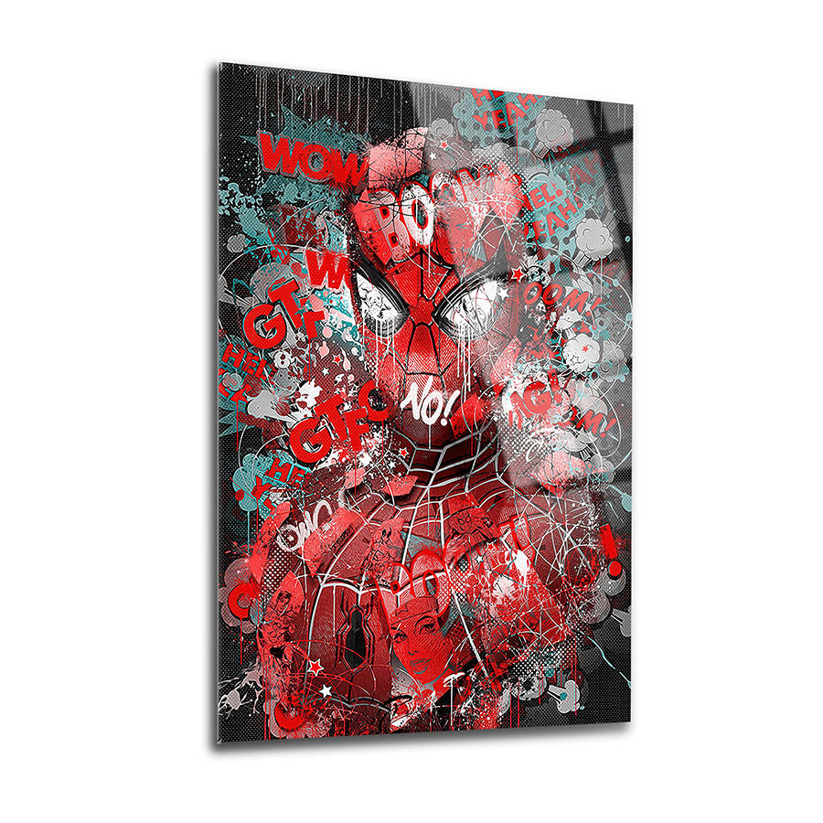 Örümcek Adam Komik Cam Tablo