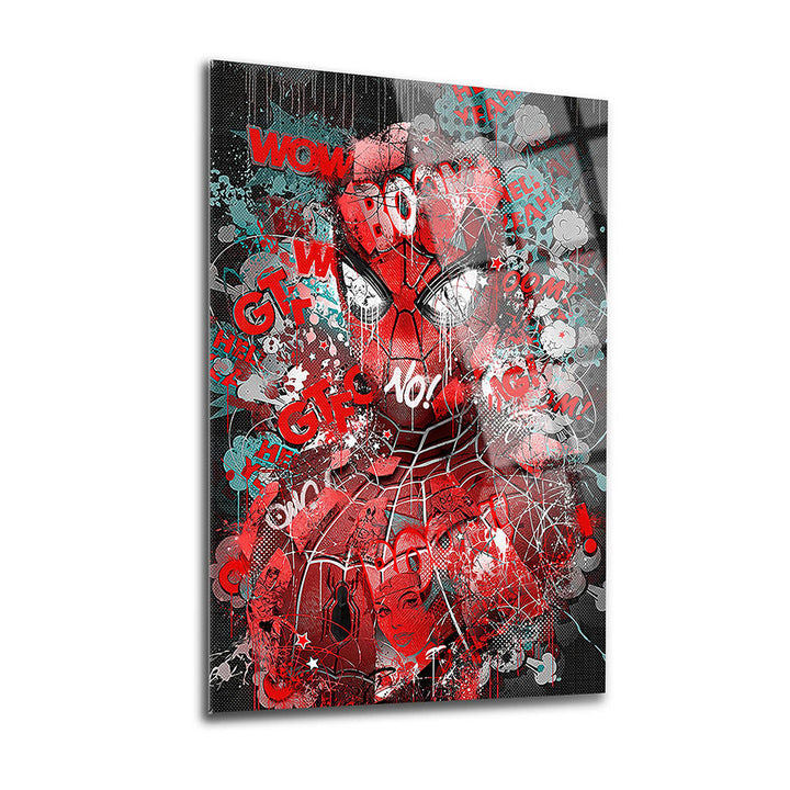 Örümcek Adam Komik Cam Tablo