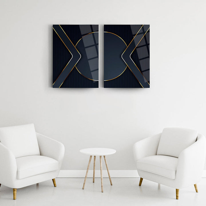 Gri Fon 2'li Set Cam Tablo