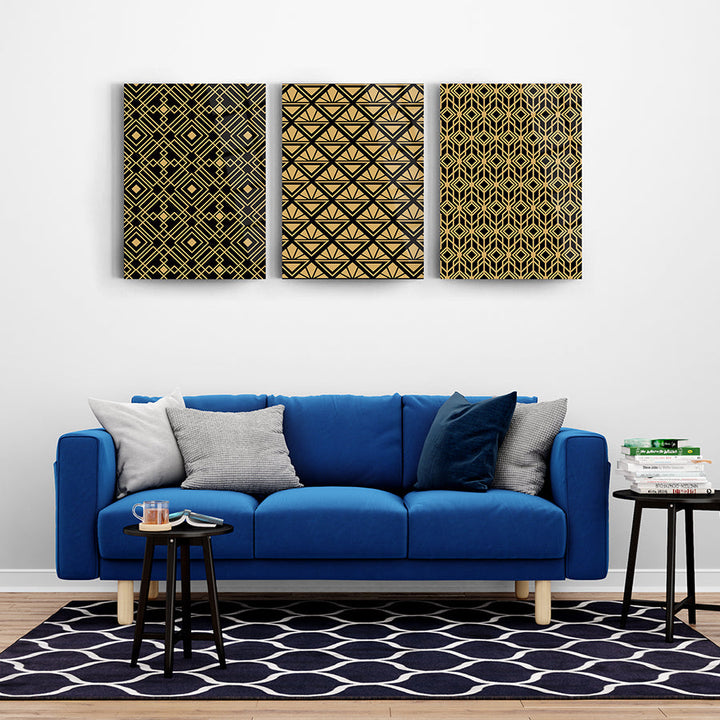 Geometrik Desen-6 3'lü Set Cam Tablo