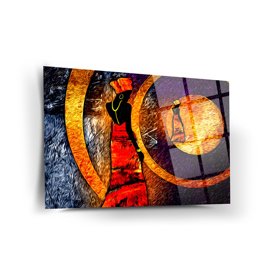 Afrikalı Kadın 1 Cam Tablo